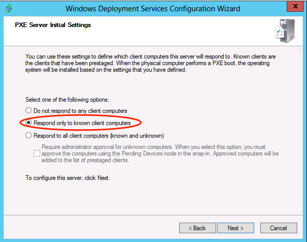 PXE Server Respond Settings