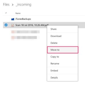 Moving files from the _incoming folder to the _archives folder.